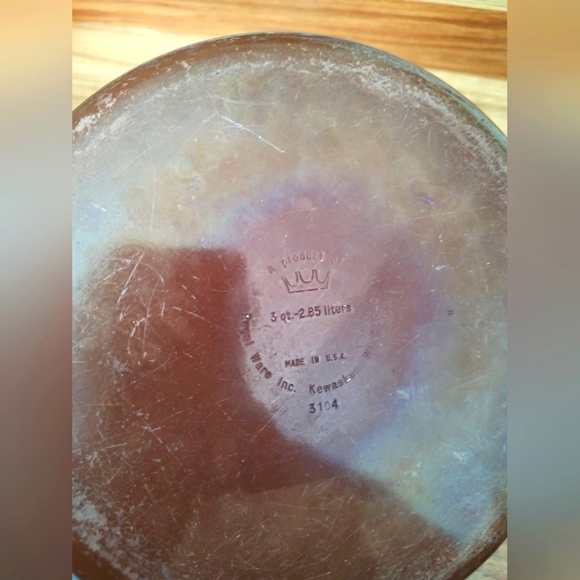 Vintage MCM Regal Ware Inc striped wooden handled 2 and 5 qt pots with lids - Picture 14 of 15